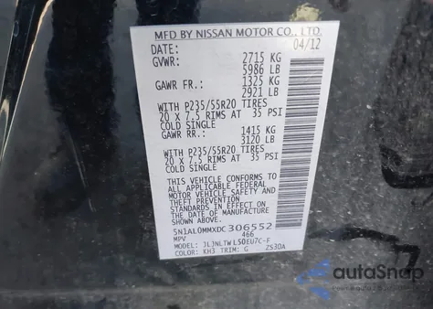 2013 Infiniti Jx35 from USA, damaged, VIN 5N1AL0MMXDC306552